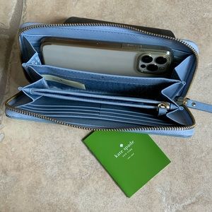NWT Kate Spade Neda Laurel Way Zipper Wallet in Cloudcover Blue 7.5x4 inches